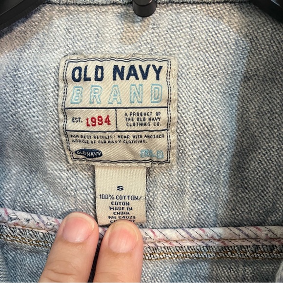 Old Navy womens denim jean jacket diy blue small americana greaser - Picture 2 of 5